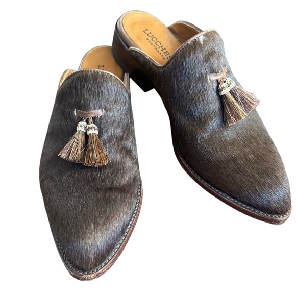 Lucchese Pony Hair Tassel Mule Clogs